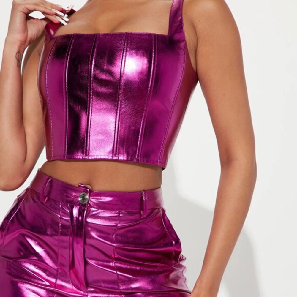 Fuchsia Metallic Pant Set